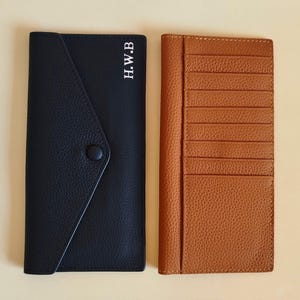 Carteira de talão de cheques, porta-cartão para celular, carteira de envelope personalizada, carteira de couro personalizada, carteira fina, presente de dia das mães, bolsa clutch