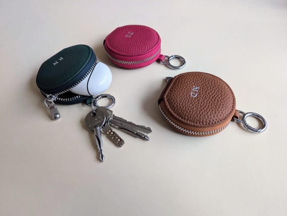 Small Jewelry Case, Key Chain Ring Holder, Ear Bud Case, Coin Purse Keychain, Mini Travel Ring Jewelry Box, Leather Keychain Bridesmaid Gift