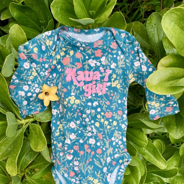 Kauaʻi Girl Floral Long Sleeve Upcycled Onesie