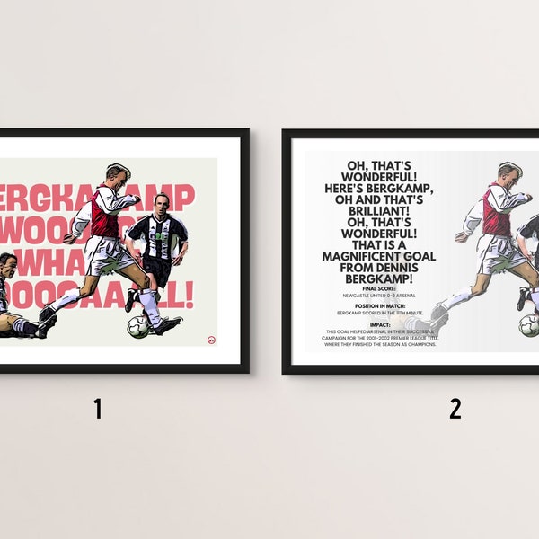 Iconic Goals - That Bergkamp GOAL - Football commentary- Fine Art 220 gsm Paper - Arsenal VRS Newcastle Football Wall Art