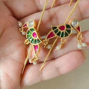Indian Earcuffs Earrings, Pachi Kundan Earcuffs, Indian Wedding & Festive Jewelry, Lightweight Traditional Earcuffs, Partywear Jewelry