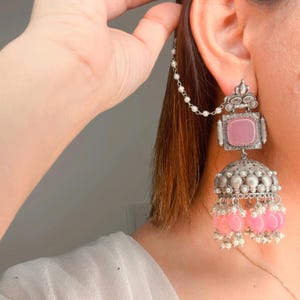 Indian Designer Jhumka Earrings, Oxidized Brass Jewelry
