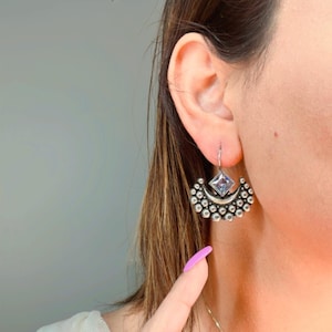 Oxidized Indian Earrings: Lightweight Hook Closure Jewelry