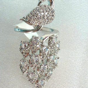 Adjustable CZ Diamond Peacock Ring: Indian Wedding Jewelry