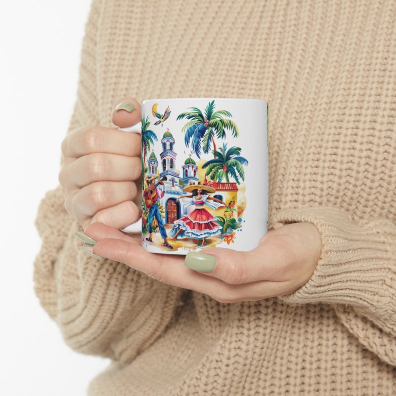 Dominican Republic Cultural Themes - Vibrant Art, 11oz Ceramic Coffee Mug, Perfect Gift! image 6