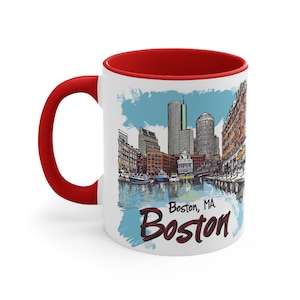 Boston, MA Downtown Landmarks Accent Coffee Mug, 11oz
