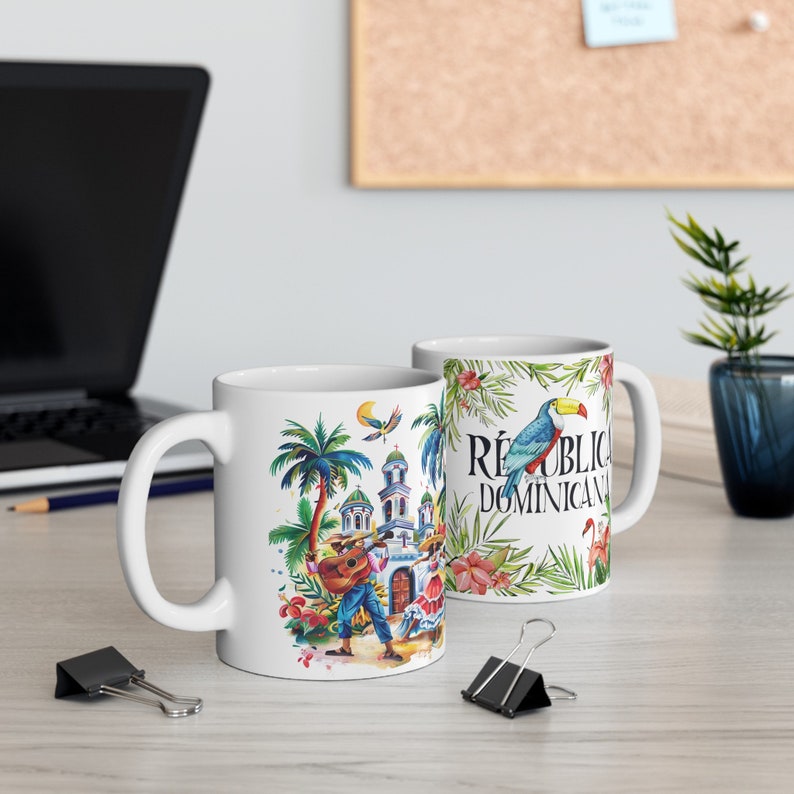 Dominican Republic Cultural Themes - Vibrant Art, 11oz Ceramic Coffee Mug, Perfect Gift! image 2