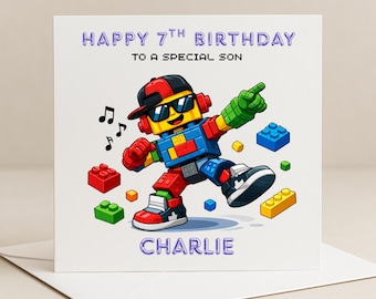 LEGO Birthday Card | Personalised Birthday Card Any Age | Custom Name LEGO Style Card | Kids & Adult Birthday