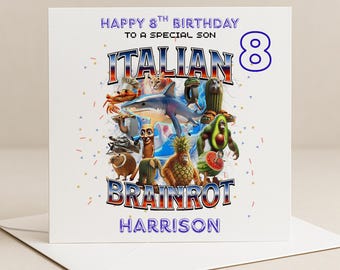 Italian Brainrot Birthday Card – Custom Name & Age – Funny Meme Trend