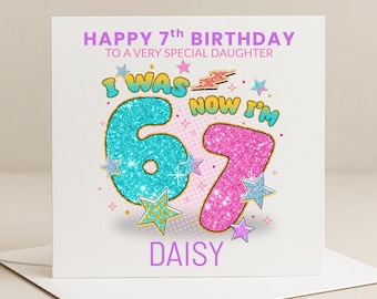 Personalized 6th/7th Birthday Card – Six Seven Design