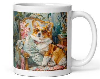 Chic Corgi Mug - Playful Dog Coffee Cup - Perfect Gift for Pet Lovers