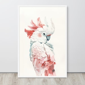 Poster artistico con pappagallo bianco incorniciato