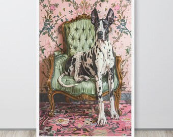 Framed Great Dane Print – Victorian Maximalist Wall Art