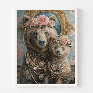 Mama Bear and Baby Fine Art Print - Nursery Wall Art