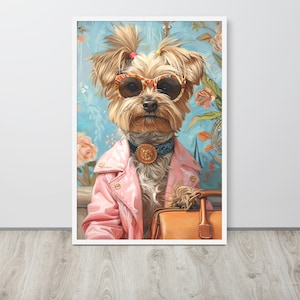 Framed yorkie wall art - Yorkshire terrier gift