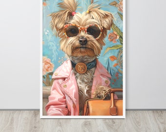 Framed yorkie wall art - Yorkshire terrier gift