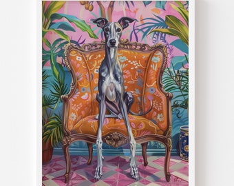 Lámina artística de galgo - Arte mural maximalista