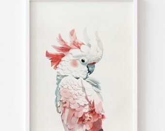 White parrot poster print - tropical wall art