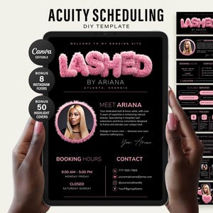Acuity Scheduling Website Template for Lash Tech, Beauty Booking Site Editable Canva Template