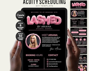 Acuity Scheduling Website Template for Lash Tech, Beauty Booking Site Editable Canva Template