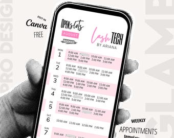 Weekly Available Appointments Template for Lash, Hair, Nail, Braider Weekly Calendar Instagram Story, Post Available Appointments Booking