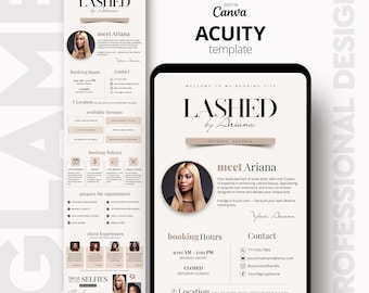 Lash Tech Acuity Scheduling Booking Website Template | DIY Canva Editable Design | Site Banners