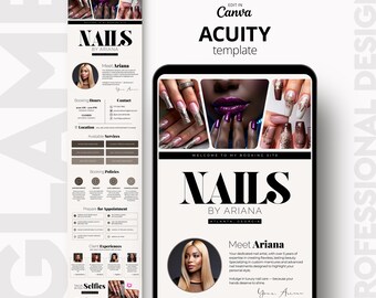 Nail Tech Acuity Scheduling Website Template, Acuity Booking Site Banners, Neutral Beige Minimal, Canva Editable, Instant Download
