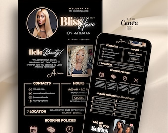 Acuity Scheduling Template for Hair Stylists: Neon Gold Design Booking Website, DIY Editable Canva
