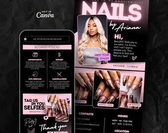 Editable Acuity Scheduling Template for Nail Techs to Create a Professional Booking Site with Canva Templates and Boost Salon Branding