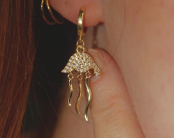 Jellyfish Huggie Earrings: Sparkling Charms