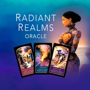 RADIANT REALMS ORACLE / En 69-kortslek för intuitiv vägledning och självupptäckt / Orakelsvar / Orakellek / Tarot Andlig gåva