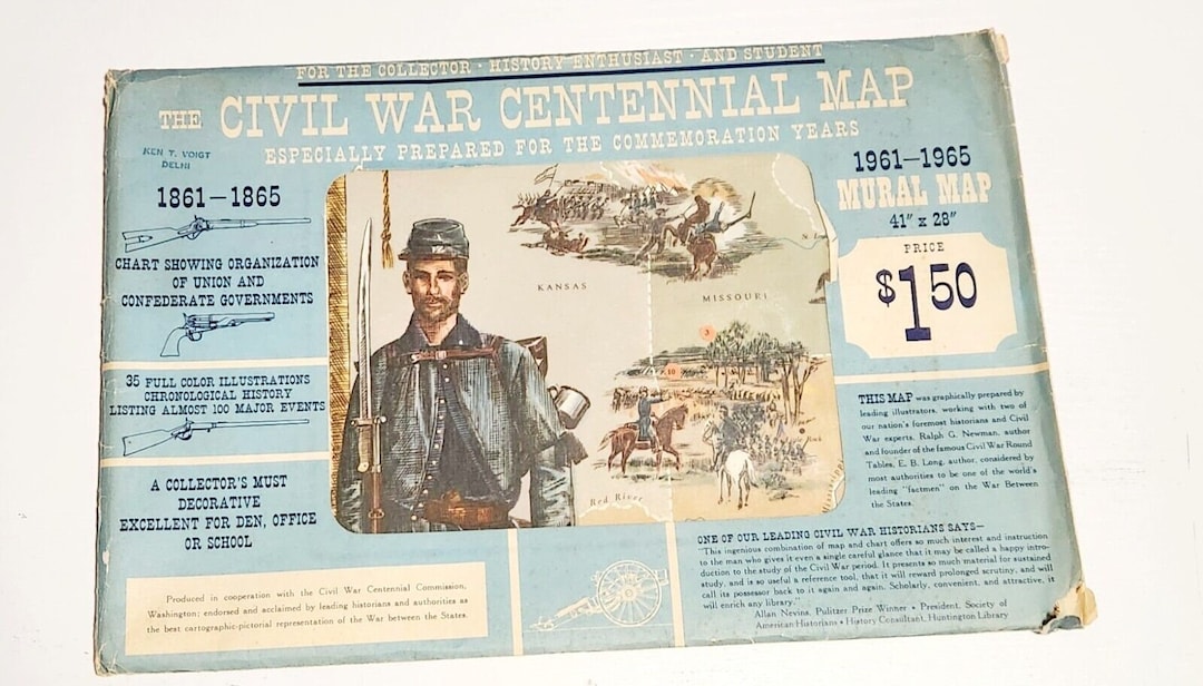 1961 Civil War Centennial Map Etsy