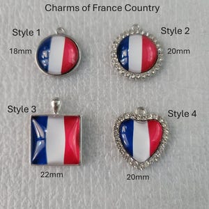 France Flag Charm: CZ Stone Inlay, DIY Jewelry (18-22mm, 4 Designs)