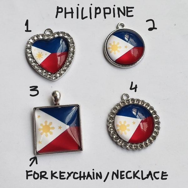 Sale 2-4pcs Beautiful Flag charms of South East Asia Philippine country, with top glass, CZ stones inlay. 4 designs