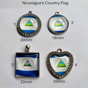 Sale 2-4pcs Beautiful Flag charms of Central of America Nicaragua country, with top glass, CZ stones inlay, 4 designs