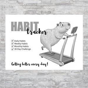 Capybara Habit Tracker PDF | A4 Printable Journal Page | Cute Self-Care Tracker | Capybara Illustration | Instant Download