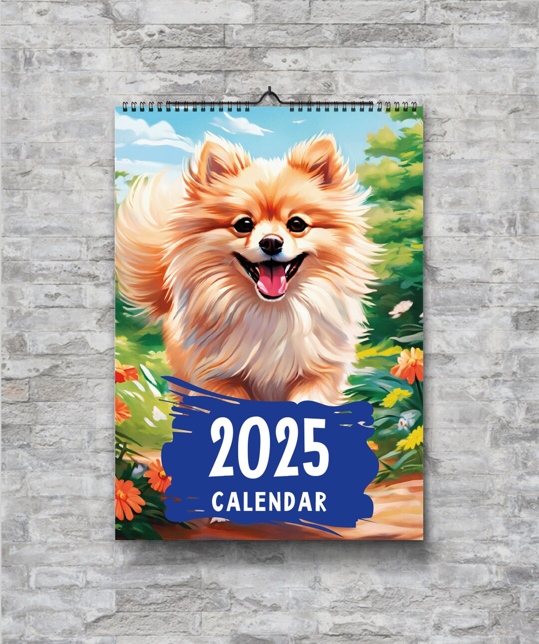 Printable Calendar 2025 Pomeranian Spitz 2025. Calendar Layout in A3