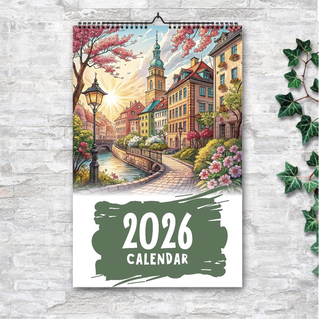 Printable 2026 Wall Calendar – Sketch Style Illustrations – US Sunday ...