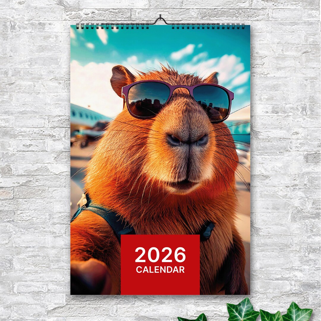 thumbnail image 2 of 2026 Wall Calendar,Capybara Calendar 2026, Monthly Wall Calendar 12 X 24 Open Q0dbglbbv19exkbd 2 of 14