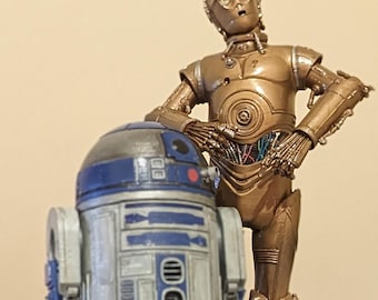 Star Wars R2-D2 & C-3PO Custom Handgemalte Statue Set Display Sammlerstücke