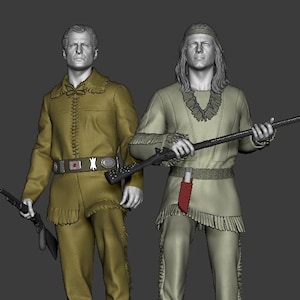 Winnetou & Old Shatterhand-diorama – handgeschilderde figuren, kies schaal 1/10, 1/6, 1/4