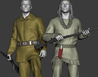 Winnetou & Old Shatterhand Diorama – Handbemalte Figuren in den Größen 1/10, 1/6 und 1/4