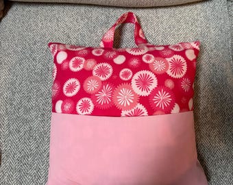 Pink Book Pillow: Reading Pocket, Carry Handle (12x12)