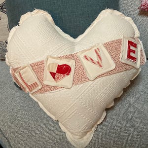 Vintage Quilt Heart Pillow