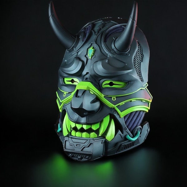 Neon Warrior Samurai Mask 3D Printable Stl Files - Samuırai Cosplay Prop Stl Files