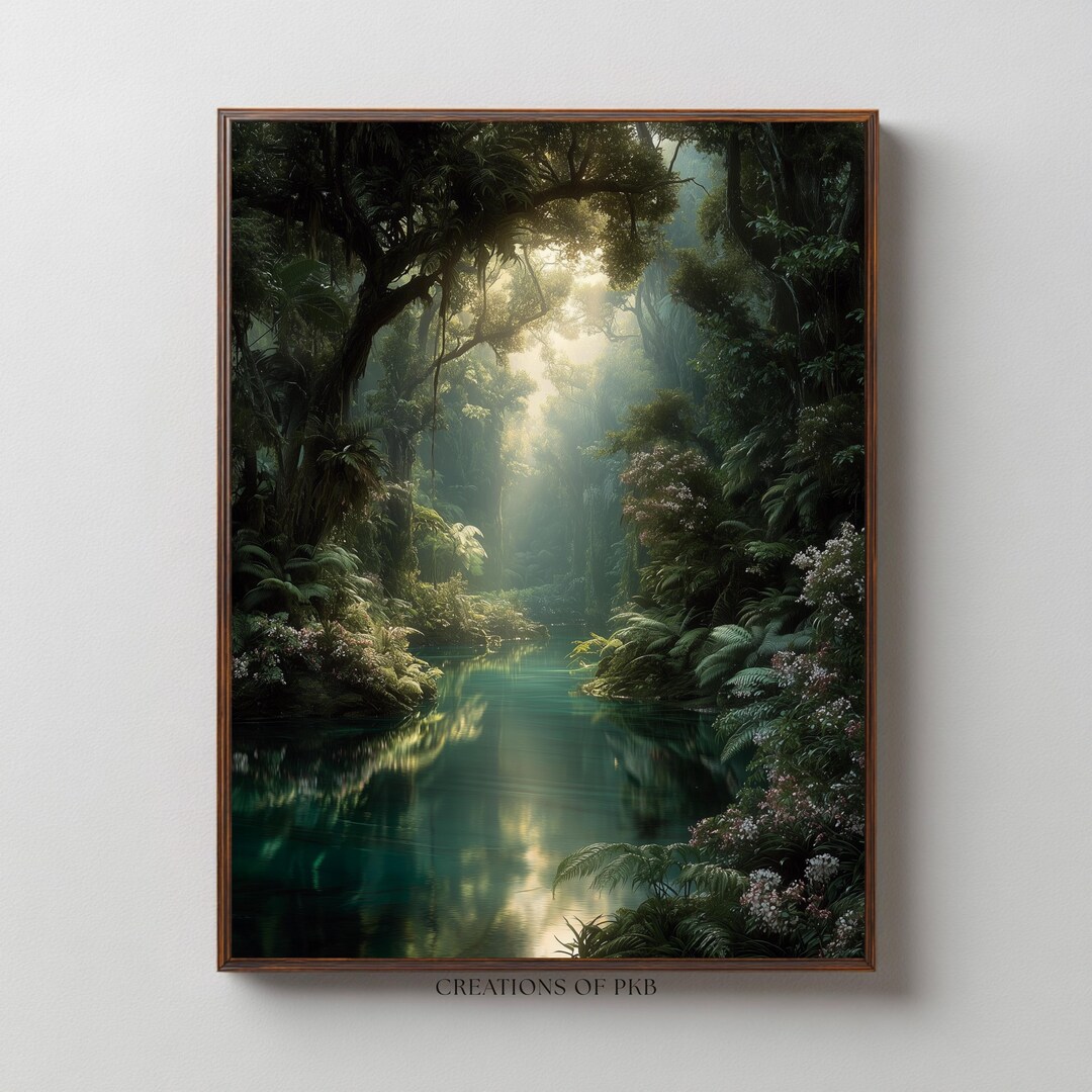Rainforest Wall Art Print, Lush Forest Jungle River Canvas Decor - Etsy