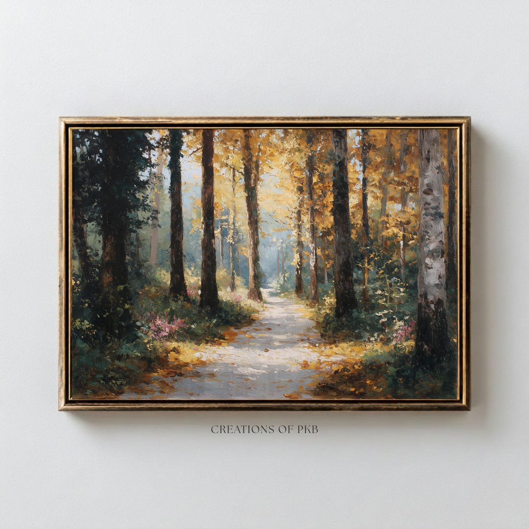 Forest Path Print, Autumn Landscape Art, Framed Canvas Wall Decor - Etsy