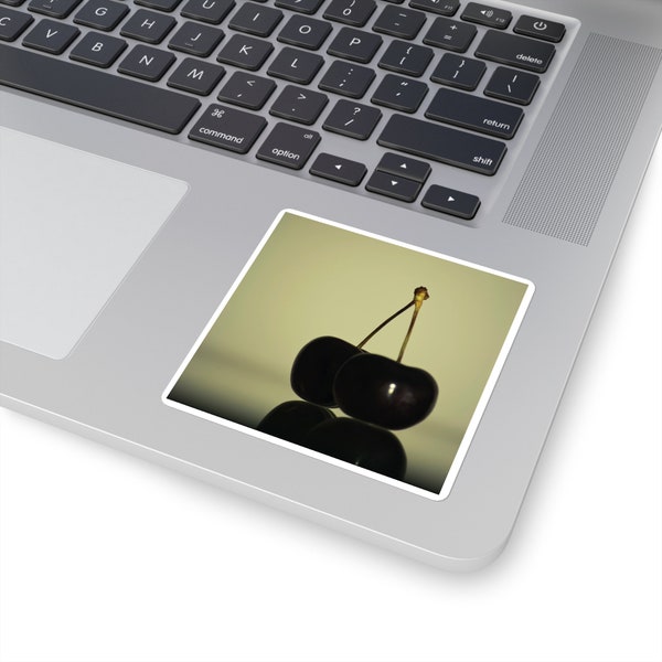 Dark Mirrored Cherries Food Photography - Square Stickers