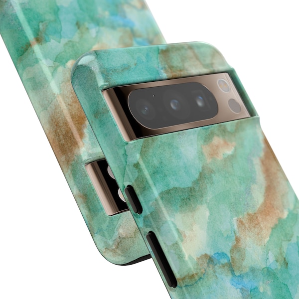 Tropisches Aqua-Schimmer-Marmor-Aquarellgemälde – Google Pixel Phone Tough Cases