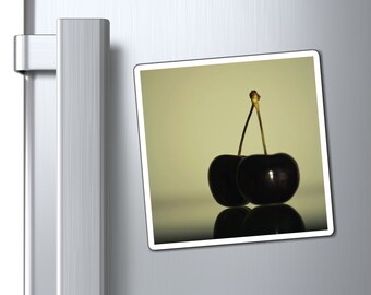 Dark Mirrored Cherries Food Photography - Magnets